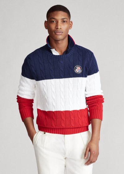 Sueter Polo Ralph Lauren Hombre Rojos / Blancos / Azul Marino - Polo Cookie Cotton - ACEKG1657